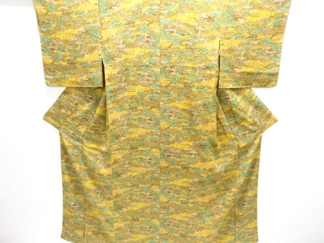 JAPANESE KIMONO / UNUSED KOMON / SILK / 53 STATIONS OF THE TOKAIDO